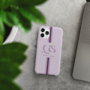 Lila Chic Stripes Monogramm Case-Mate iPhone Hülle