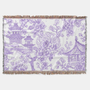 Lila Chinoiserie-Toile-Drache Kirschblüte Decke