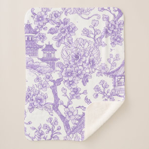 Lila Chinoiserie-Toile-Drache Kirschblüte Sherpadecke