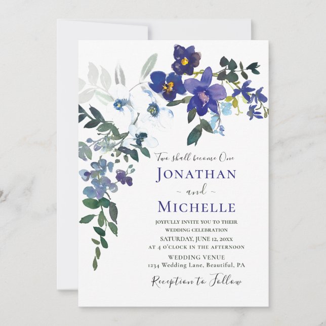 Lila Christliche Hochzeit mit Orchideen Einladung (Vorderseite)