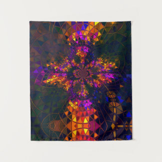 Lila christlicher Krawatten-Kreuz-Regenbogen Wandteppich