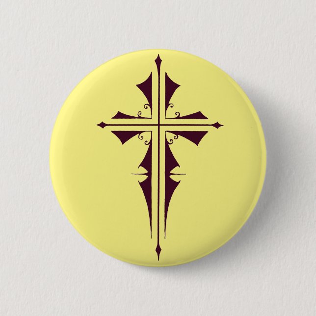 Lila Christliches Kreuz Button (Vorderseite)