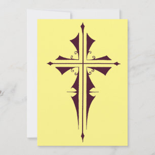 Lila Christliches Kreuz Einladung