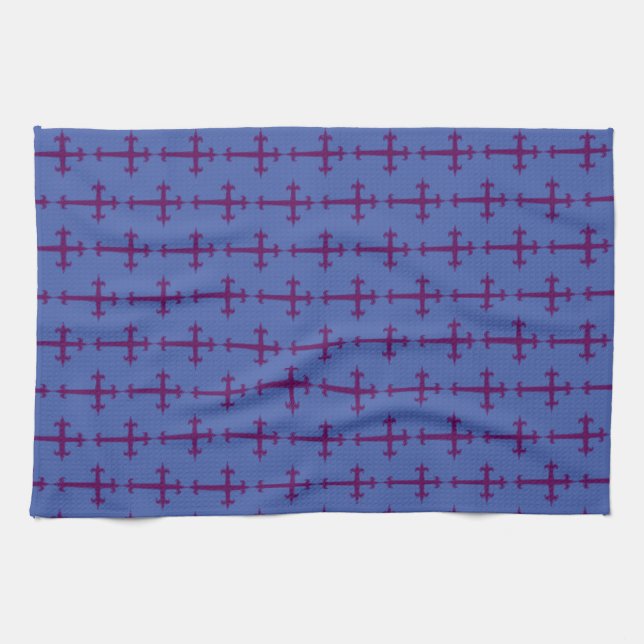 Lila Christliches Kreuz Geschirrtuch (Horizontal)