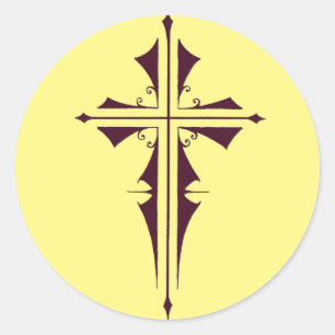 Lila Christliches Kreuz Runder Aufkleber