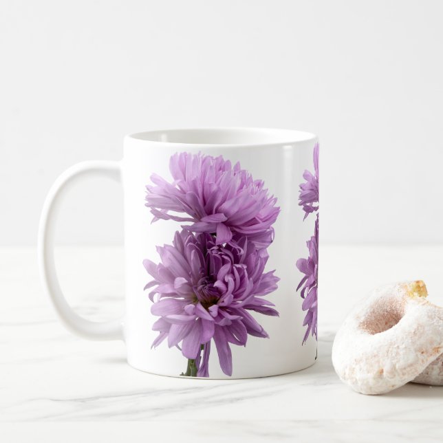 Lila Chrysanthemas-Tasse Kaffeetasse (Mit Donut)