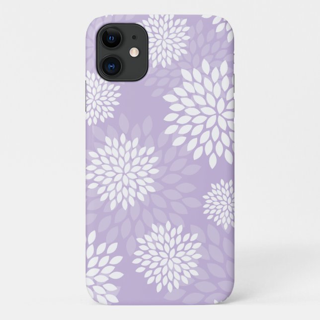 Lila Chrysantheme-Blumenmuster Case-Mate iPhone Hülle (Rückseite)
