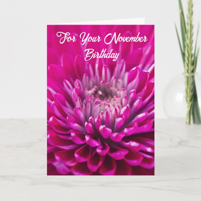 Lila Chrysanthemum Birth Blume für November Karte (Vorderseite)