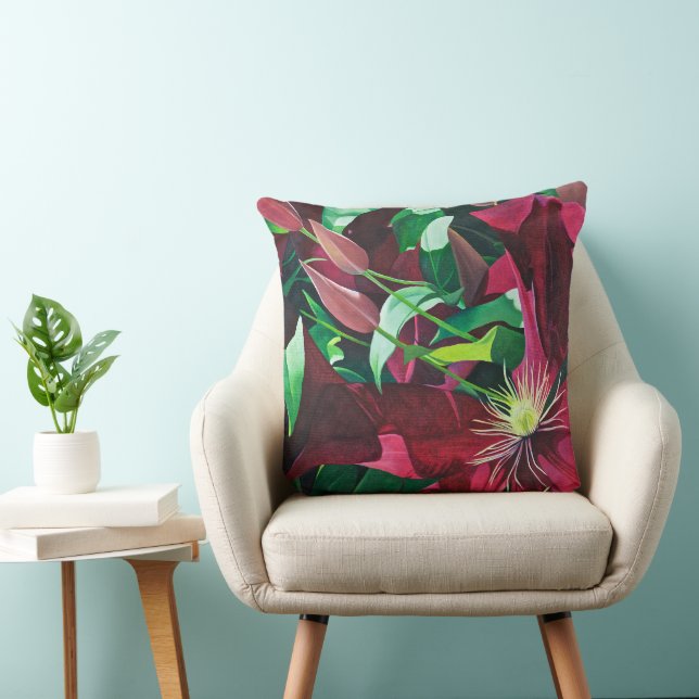 Lila Clematics Blume Grosser Platz Kissen (Stuhl )