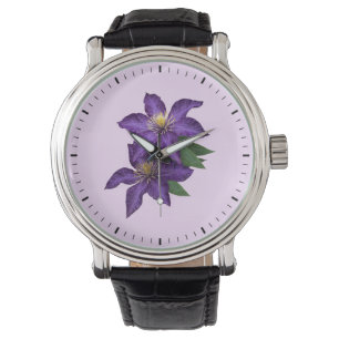 Lila Clematien im Regen Armbanduhr