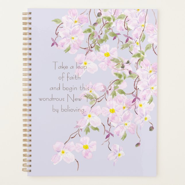 lila Clematis Blume handbemalt Planer (Vorderseite)