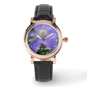 Lila Clematis-Blume Personalisiert Armbanduhr
