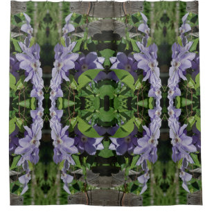 Lila Clematis Blume Spiror Abstrakt Duschvorhang