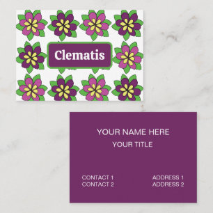 Lila Clematis-Blumen-Blumenhändler Visitenkarte