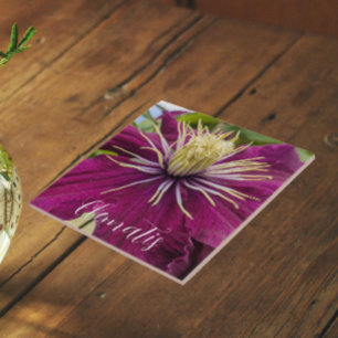 Lila Clematis-Blüte Floral Fliese