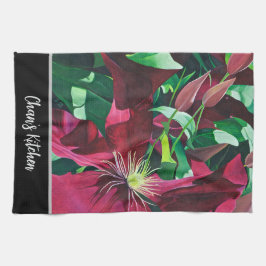 Lila Clematis Floral Geschirrtuch