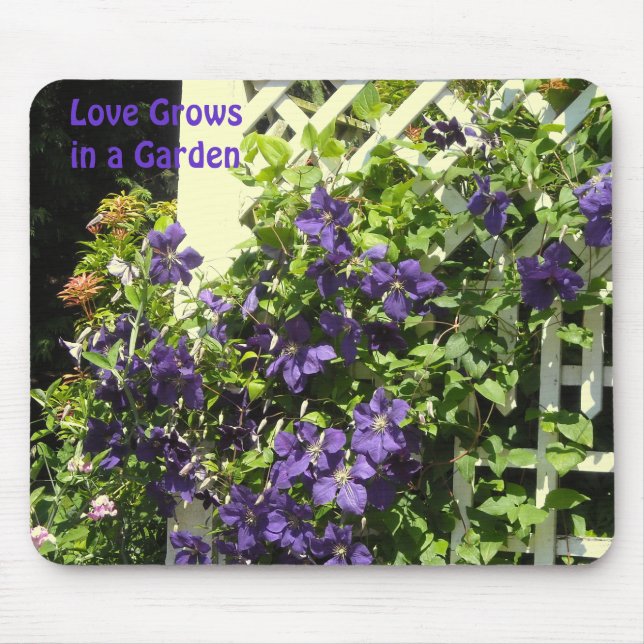 Lila Clematis Garden Sprichwort Mousepad (Vorne)