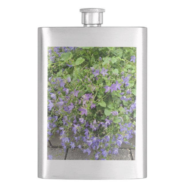 Lila Clematis-Gartenflasche Flachmann (Vorderseite)