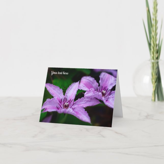Lila Clematis Grußkarte Karte (Vorderseite)