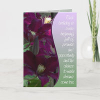 Lila Clematis Happy Birthday Card