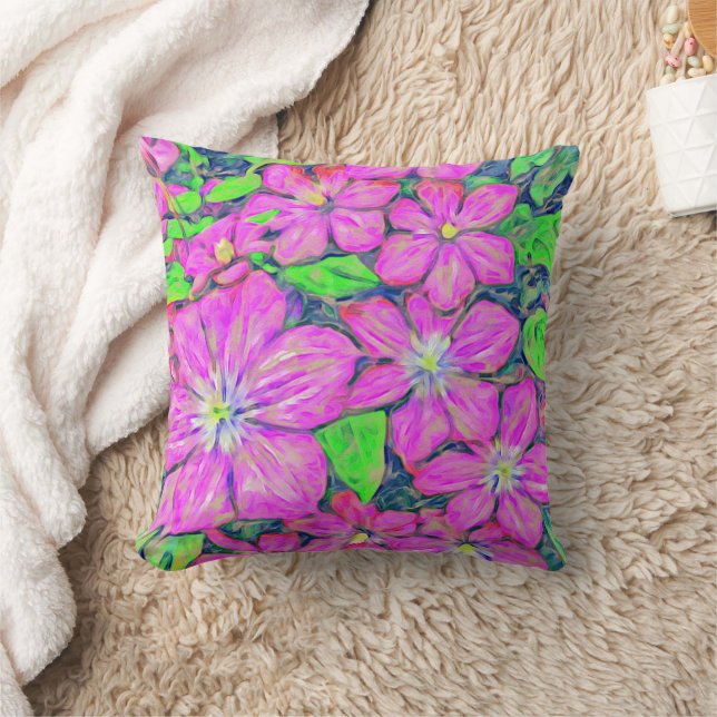 Lila Clematis mit Blue Accents werfen Kissen (Decke)
