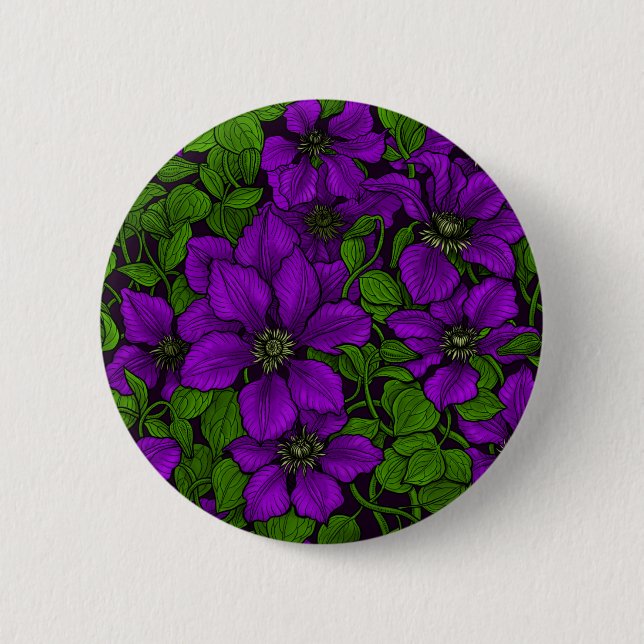 Lila Clematiweine Button (Vorderseite)