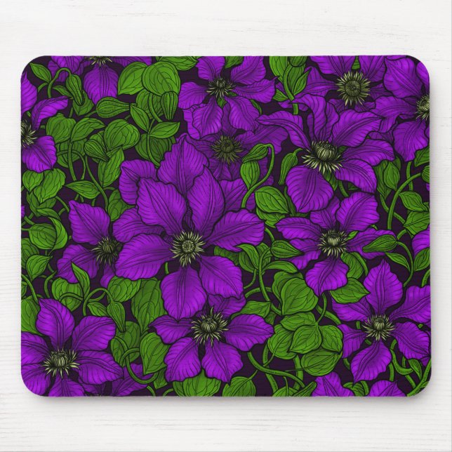 Lila Clematiweine Mousepad (Vorne)