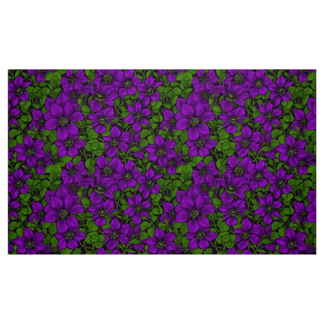 Lila Clematiweine Stoff (Fat Quarter (45,7 x 55,9 cm))