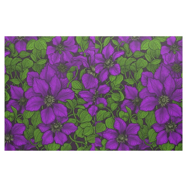 Lila Clematiweine Stoff (Fat Quarter (45,7 x 55,9 cm))