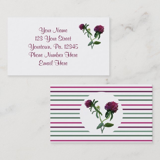 Lila Closing Blume Business Card Visitenkarte (Vorne/Hinten)