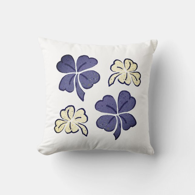 Lila Clover Kleeblatt Zeichnend Kissen (Vorderseite)