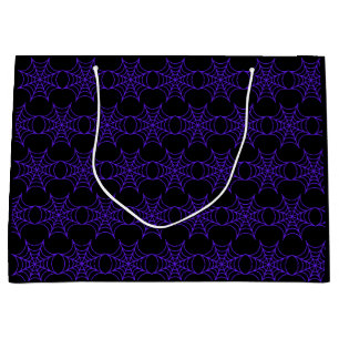 Lila Cobweb auf Black Gift Bag Große Geschenktüte