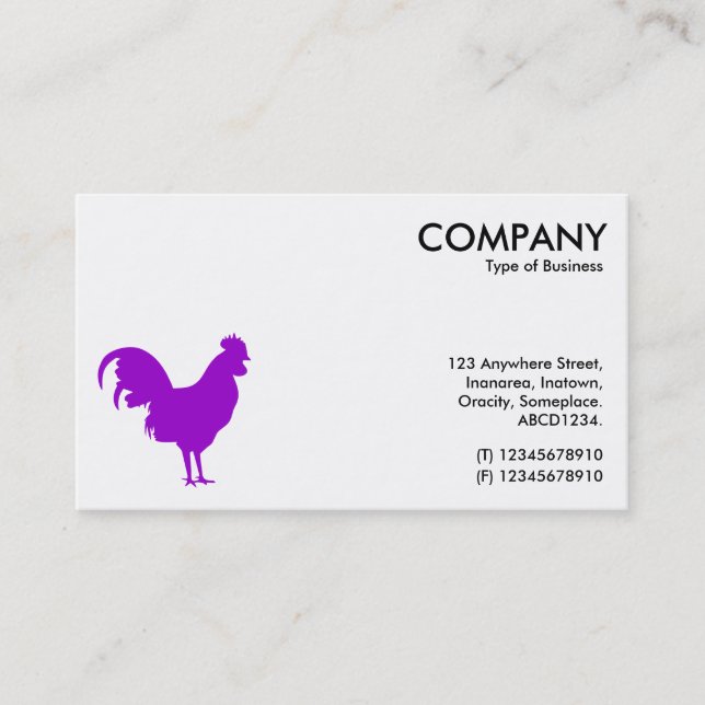 Lila Cockerel-Symbol - Weiß Visitenkarte (Vorderseite)