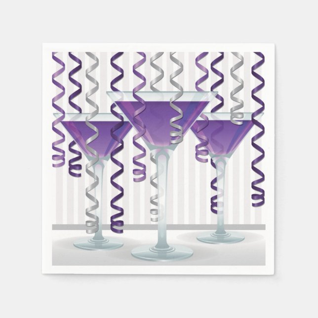 Lila Cocktail und Band Serviette (Vorderseite)