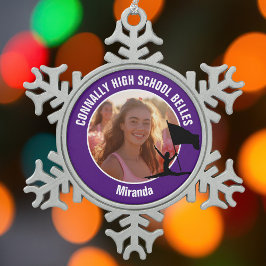 Lila Color Guard Foto High School Tänzer Schneeflocken Zinn-Ornament