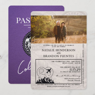 Lila Colorado Passport Hochzeit Einladung