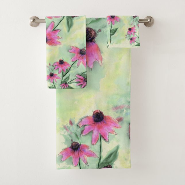 Lila Cone-Blume Badhandtuch Set (Insitu)