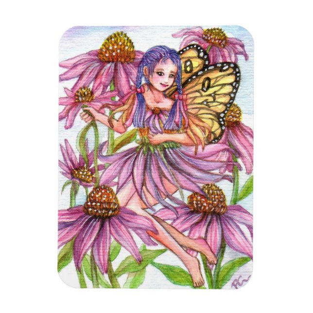 Lila Cone Blume Fairy Magnet (Vertikal)