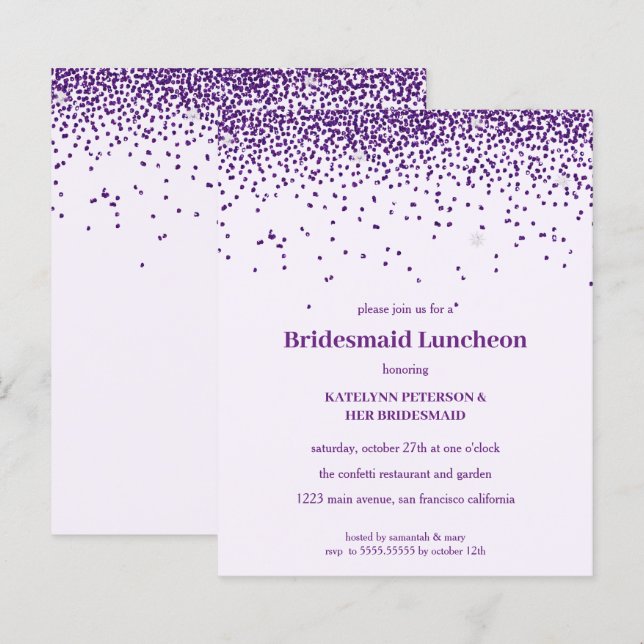 Lila Confetti Bridesmaids Luncheon Wedding (Vorne/Hinten)