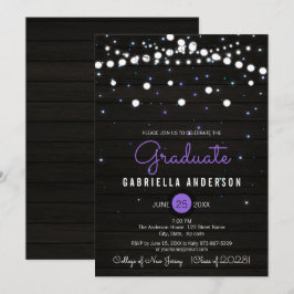 Lila Confetti Funkelnd Stars Abschluss Einladung