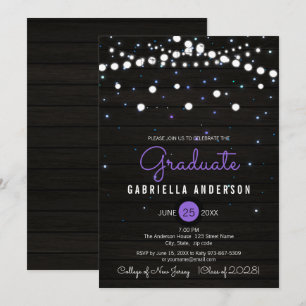 Lila Confetti-funkelnd Stern-Abschluss Einladung