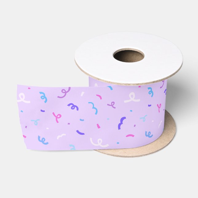 Lila Confetti-Muster Satinband (Spule)