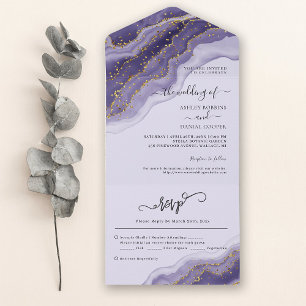 Lila Confetti-Sommerhochzeit All In One Einladung