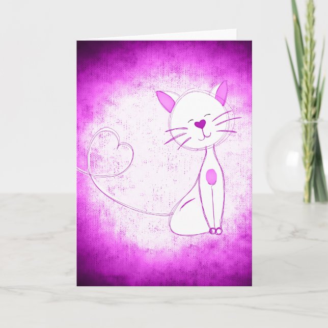 Lila Coole Cat Grußkarte Karte (Vorderseite)