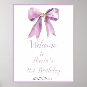 Lila Coquette Bow Geburtstagsparty Poster