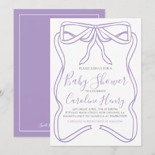 Lila Coquette Bow Gir Baby Dusche MACHEN JEDE FARB Einladung