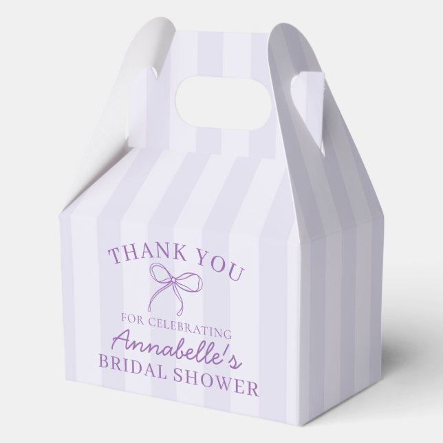 Lila Coquette Bow Pastel Brautparty Dessert Geschenkschachtel (Vorderseite)