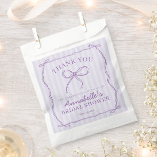 Lila Coquette Bow Pastel Brautparty Dessert Geschenktütchen