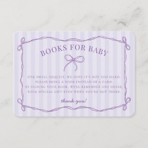 Lila Coquette Bow Pastel Duschbücher für Kinder Begleitkarte