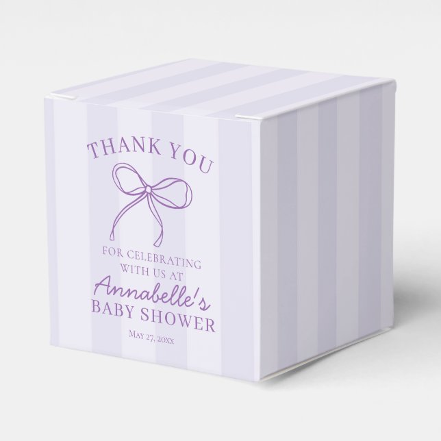 Lila Coquette Bow Pastel Kinderdusche Nachtisch Geschenkschachtel (Vorderseite)
